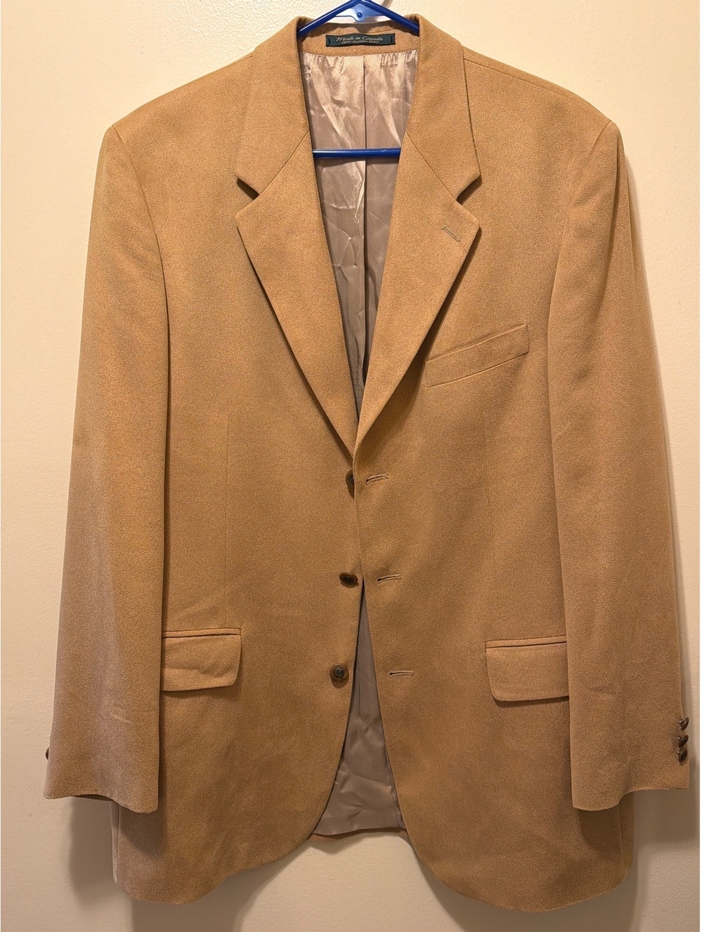 Sanlorenzo Men's Camel Brown Blazer Jacket Size 42T Microfiber Polyester